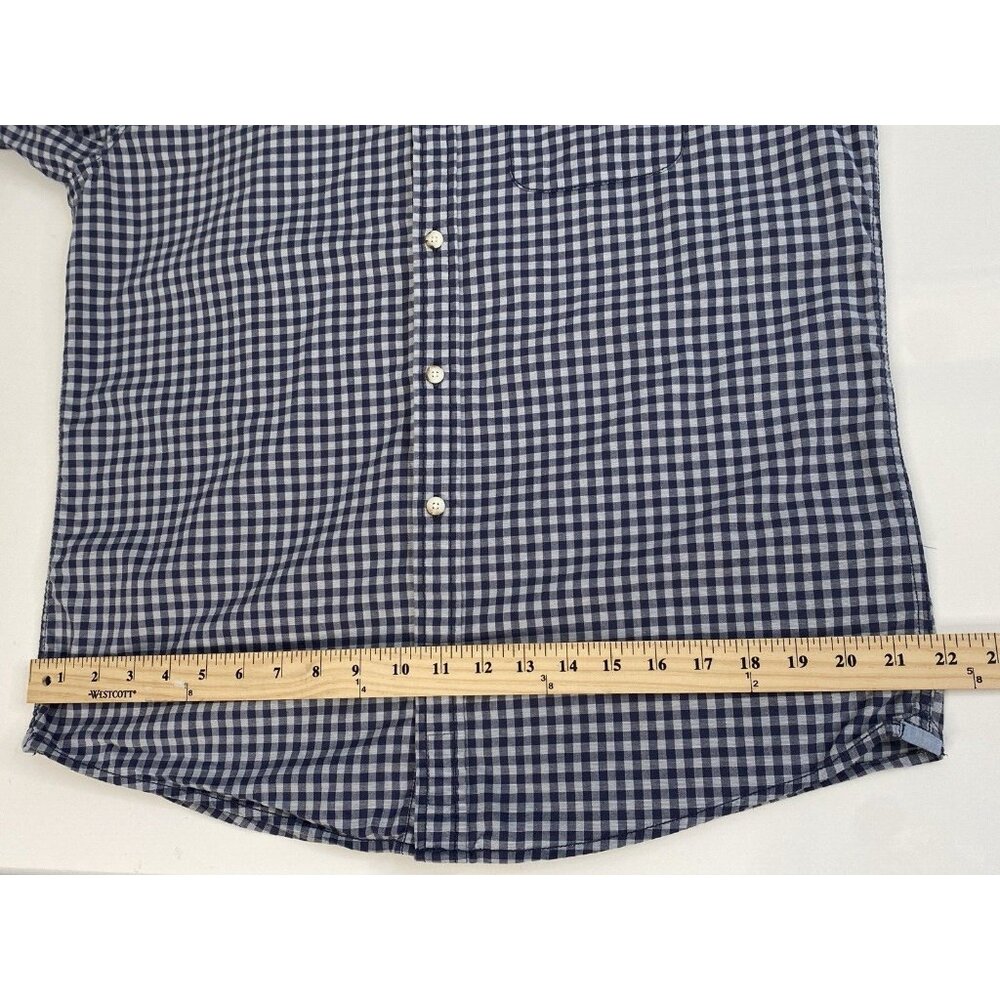 Fat Face Navy Blue Check Shirt Men’s Large Long Sleeve Button Up Slim Stretch - Picture 13 of 16